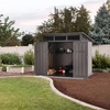image:imageLifetime 83 x 83 Ft Modern Outdoor Storage Shed with Clerestory Windows UVProtected Polyethylene Steel Reinforced Lockable Doors Adjustable Shelf and Wall Hooks Gray