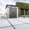 image:imageLifetime 83 x 83 Ft Modern Outdoor Storage Shed with Clerestory Windows UVProtected Polyethylene Steel Reinforced Lockable Doors Adjustable Shelf and Wall Hooks Gray